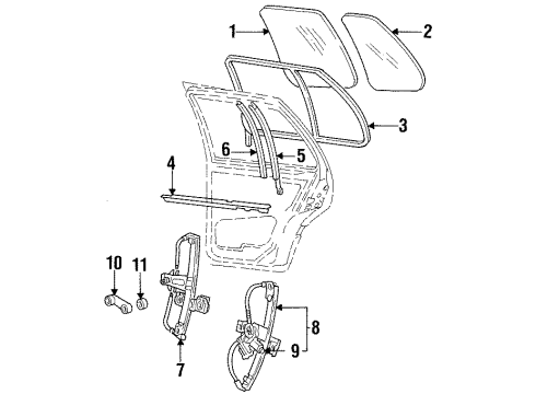 1999 Volkswagen Jetta Rear Door - Glass & Hardware
