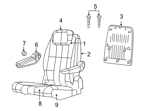 2009 Volkswagen Routan Second Row Seats, Body Diagram 6
