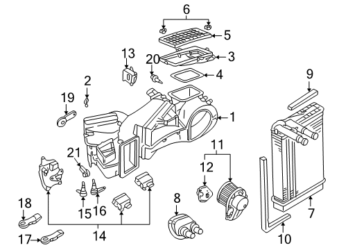 2002 Volkswagen Passat A/C Evaporator & Heater Components