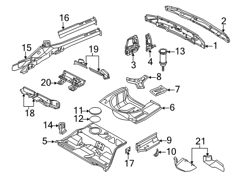 2001 Volkswagen Passat Rear Body Panel, Floor & Rails Diagram 3