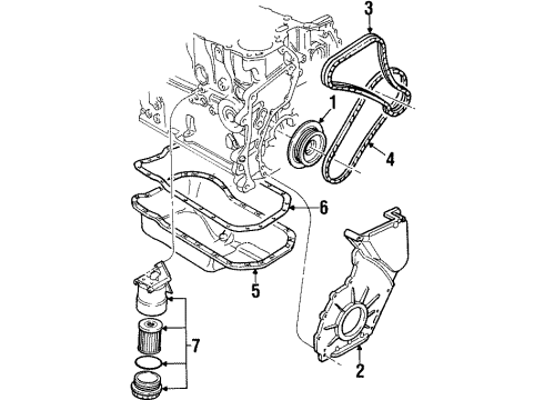 1993 Volkswagen Passat Engine Parts & Mounts, Timing, Lubrication System Diagram 1