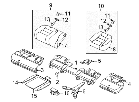 2009 Volkswagen Touareg Rear Seat Components