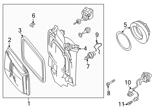 1999 Volkswagen EuroVan Composite Headlamp Diagram for 701-941-105-A