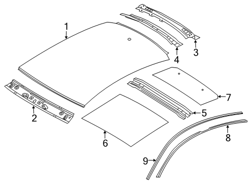 2023 Volkswagen Arteon Roof & Components, Exterior Trim - Body & Hardware Diagram 1