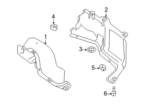 2004 Volkswagen Beetle Splash Shields Diagram 1