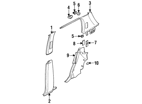 1994 Volkswagen Golf Center Pillar Trim Diagram for 1H4-867-244-C-H50