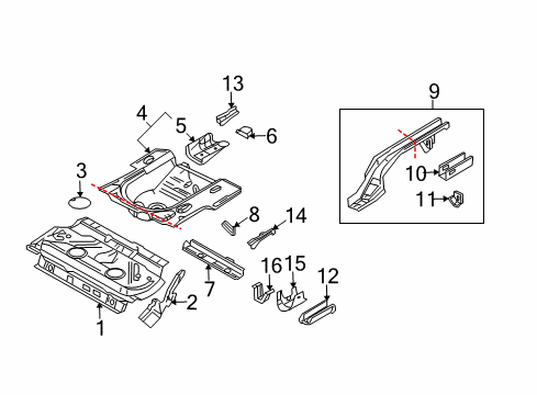 1999 Volkswagen Jetta Rear Body - Floor & Rails
