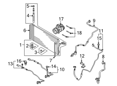 2010 Volkswagen Touareg A/C Condenser, Compressor & Lines Diagram 1