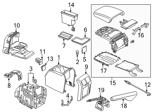 2013 Volkswagen Jetta Front Console, Rear Console
