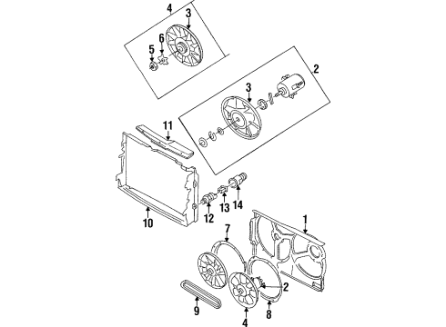 1999 Volkswagen Cabrio Cooling System, Radiator, Water Pump, Cooling Fan Diagram 1