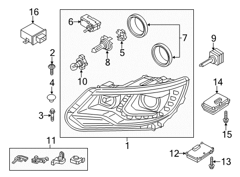 2017 Volkswagen Tiguan Backup Lamp Assembly Diagram for 5N0-941-072