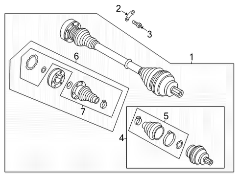 2020 Volkswagen Atlas Cross Sport Drive Axles - Rear Diagram 2
