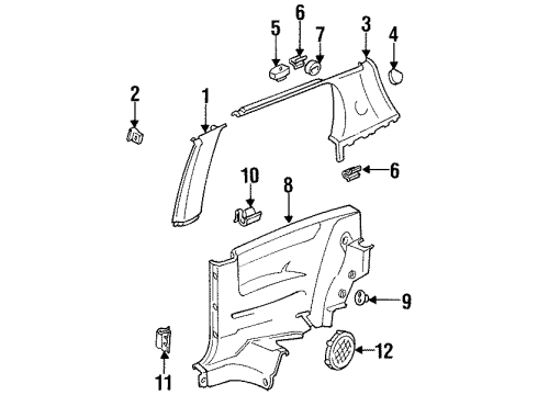 1998 Volkswagen Golf Windshield Pillar Trim Clip Diagram for 1H0-867-260-C