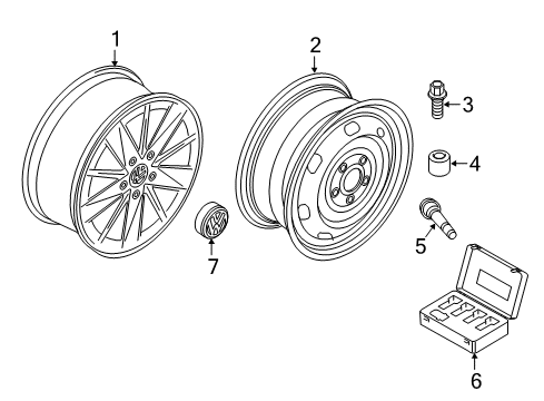 2017 Volkswagen Golf Alltrack Wheels, Covers & Trim Diagram 1