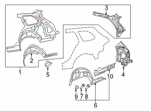 2013 Volkswagen Jetta Inner Structure - Quarter Panel Diagram 2