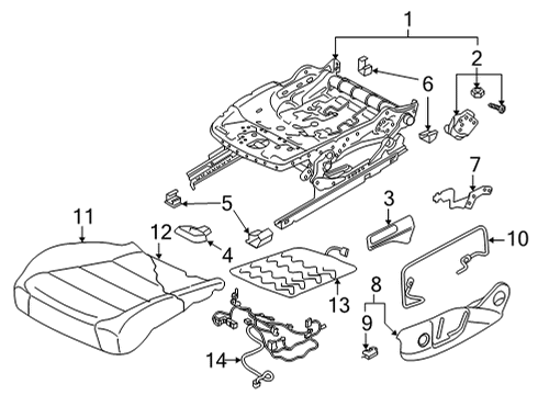2024 Volkswagen Taos Front Seat Components Diagram 1