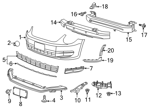 2018 Volkswagen Beetle Front Bumper Diagram 1
