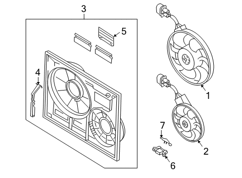 2006 Volkswagen Touareg Cooling System, Radiator, Water Pump, Cooling Fan Diagram 1