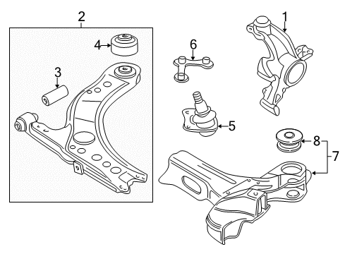 1999 Volkswagen Jetta Front Suspension, Control Arm, Stabilizer Bar Diagram 2