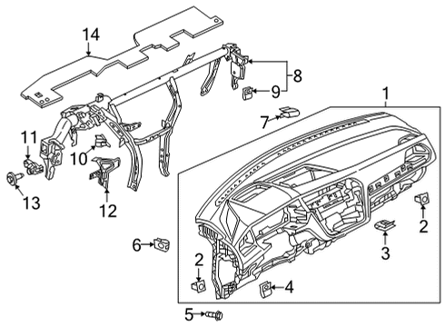 2022 Volkswagen Taos Glove Box Assembly Clamp Diagram for 1K0-867-388