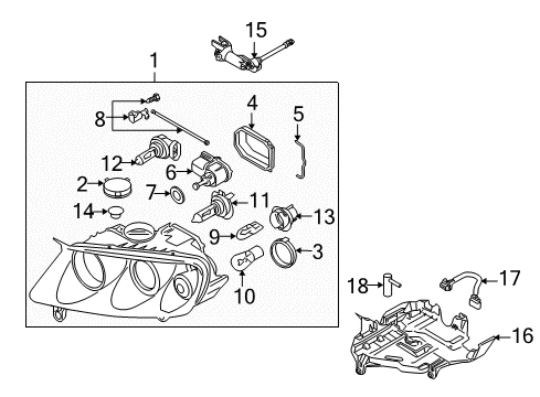 2004 Volkswagen Touareg Headlamp Assembly Gasket Diagram for 443-941-323
