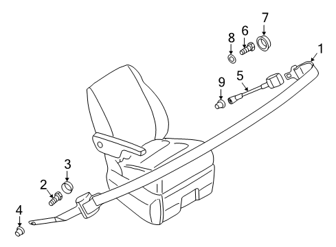 2002 Volkswagen EuroVan Rear Seat Belts Diagram 2