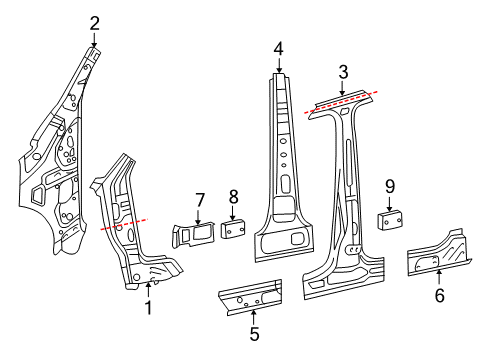 2016 Volkswagen Tiguan Center Pillar & Rocker, Rocker Panel, Hinge Pillar