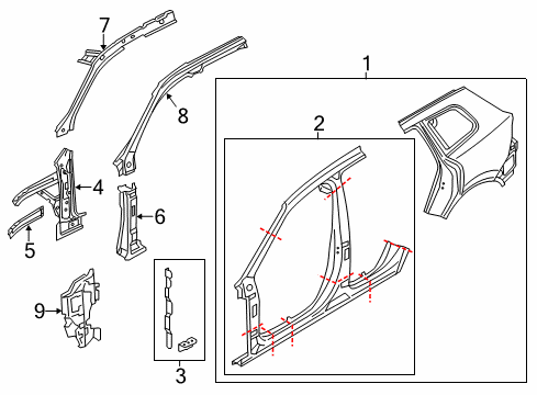 2016 Volkswagen Touareg Hinge Pillar, Uniside