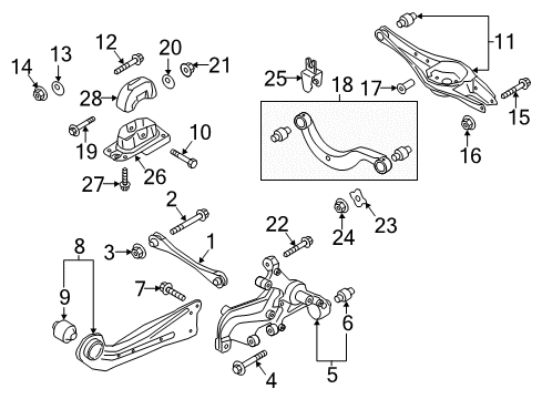 2021 Volkswagen GTI Rear Suspension, Control Arm Diagram 1