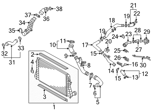 2010 Volkswagen Jetta Connector Hose Upper Seal Diagram for 3C0-145-117-F