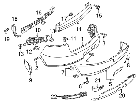 2008 Volkswagen R32 Bumper Cover Diagram for 1K6-807-417-C-GRU
