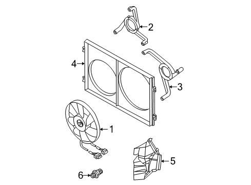 2000 Volkswagen Beetle Fan & Motor Bracket Diagram for 1C0-121-206-B