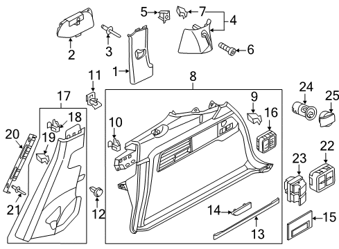 2012 Volkswagen Touareg Quarter Trim Panel Retainer Diagram for 7P6-867-388