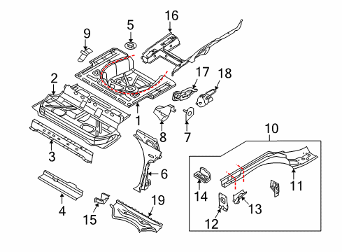 2008 Volkswagen Jetta Rear Body - Floor & Rails