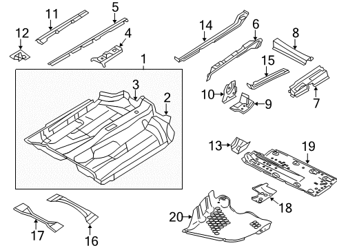 2013 Volkswagen Jetta Pillars, Rocker & Floor - Floor & Rails Diagram 2