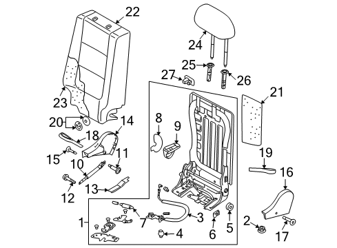 2016 Volkswagen Tiguan Rear Seat Components Diagram 3