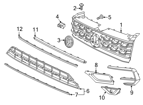 2018 Volkswagen Atlas Grille & Components Diagram 1