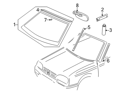 1999 Volkswagen Cabrio Windshield Glass