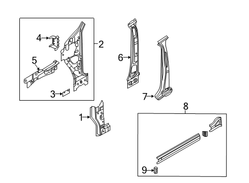 2020 Volkswagen Tiguan Center Pillar & Rocker, Rocker Panel, Hinge Pillar