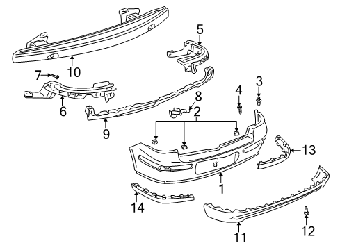 2004 Volkswagen Golf Bumper Cover Diagram for 1J6-807-421-L-GRU