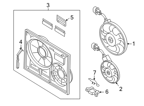 2006 Volkswagen Touareg Cooling System, Radiator, Water Pump, Cooling Fan Diagram 3