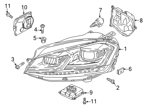 2019 Volkswagen Golf R Headlamps, Electrical Diagram 1