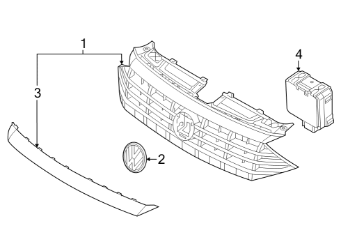 2024 Volkswagen Jetta Grille & Components Diagram 1