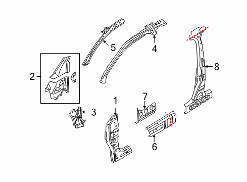 2013 Volkswagen Golf R Center Pillar, Hinge Pillar, Rocker