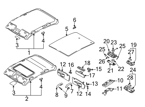 2001 Volkswagen Passat Interior Trim - Roof Diagram 1