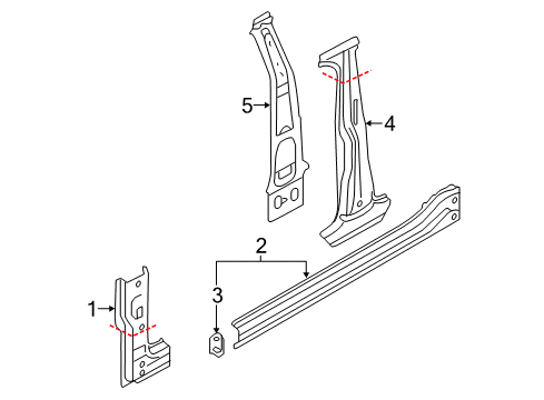 2021 Volkswagen GTI Center Pillar, Hinge Pillar, Rocker