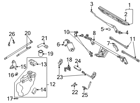 2001 Volkswagen Cabrio Wiper Motor Diagram for 1HM-955-113-C