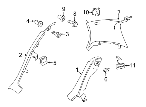 2011 Volkswagen Golf Lower Quarter Trim Diagram for 1K4-867-766-A-82V