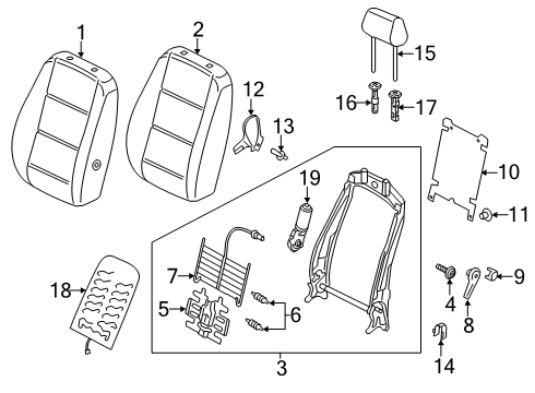 2021 Volkswagen Passat Passenger Seat Components Diagram 2