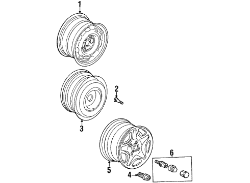 1996 Volkswagen Cabrio Wheel, Steel Diagram for 1H0-601-025-P-091